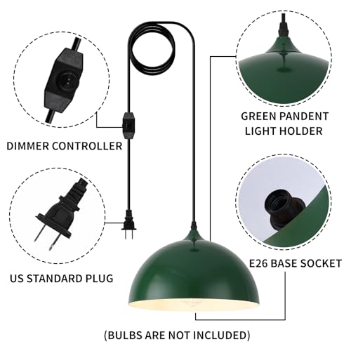 Green Plug in Pendant Light 2 Packs 11.8inch (2 Count)