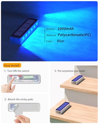Blue Solar Step Lights for Outside IP68 Waterproof Led 2 Pack (2 Count)