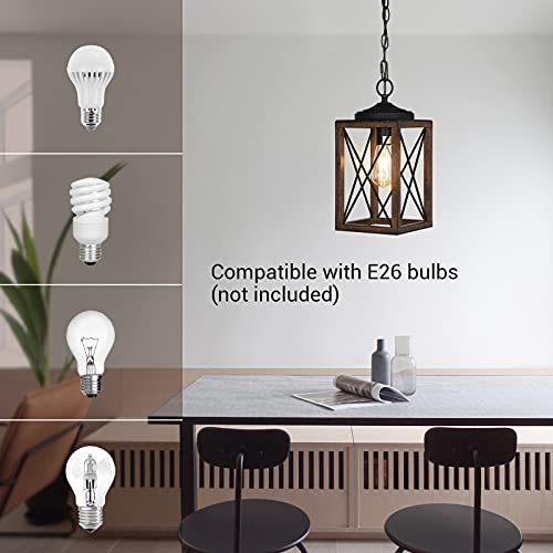 Farmhouse Pendant Light Wood Grain 63 Inch Adjustable Chain