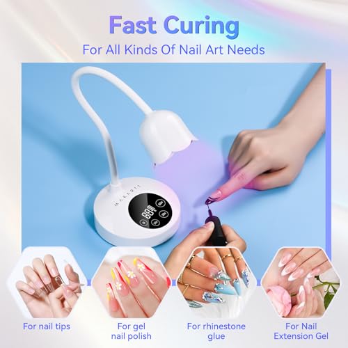 UV Nail Lamp for Gel Nails Polish Cordless Gooseneck 10s Flash Cure