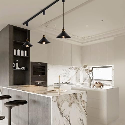 H Type Matte Black E26 Socket Track Lighting Pendant (3 Count)