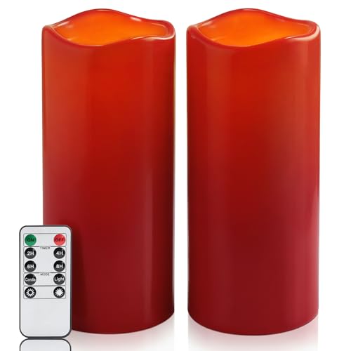 4"x10" Burgundy Flameless Candles (2 Count)