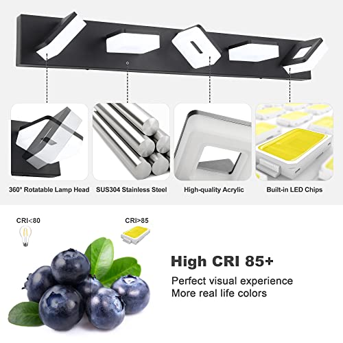 3 Colors Dimmable Black Vanity Light