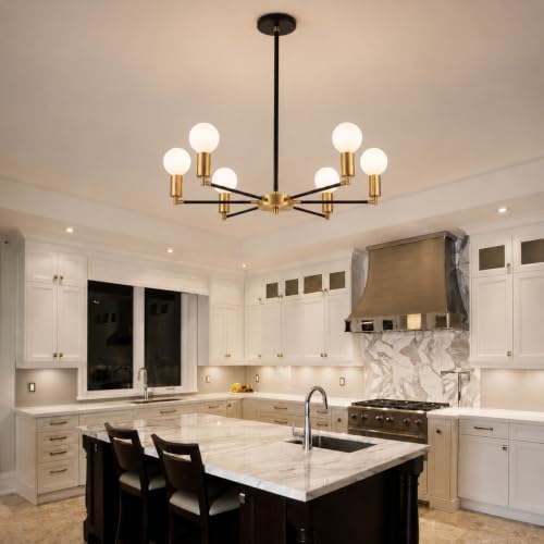 Black and Gold Chandelier (Black/Gold / 6-Light)