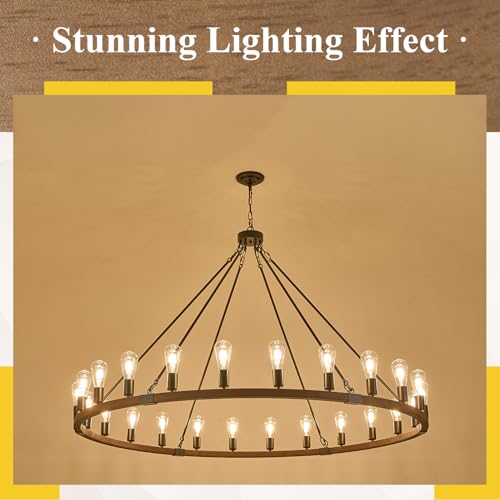 Oak Wooden Wagon Wheel Chandelier 24