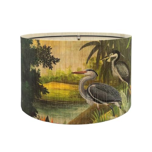 Rustic And Retro Bamboo Pendant Lamp shade Tropical Colorful Animals Design
