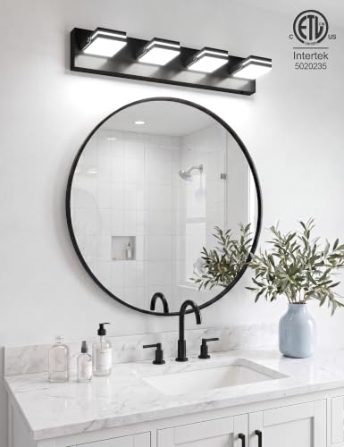4 Light Bathroom Vanity Light (Black-5CCT / 27.2-Inch)