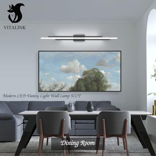 55" Long Black Vanity Light Bathroom Wall Light Fixtures Long Vanity Lights Over Mirror Lighting Lamps Dimmable Bathroom Wall Mount Lighting Over Vanity Mirror