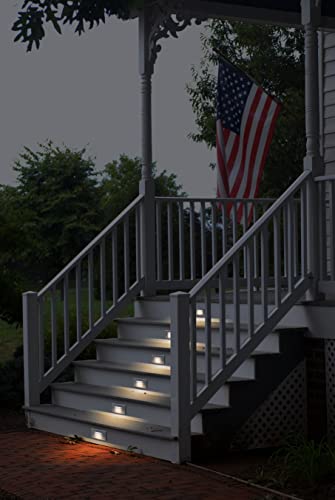 Low Voltage Outdoor Step Lights 12V 3W Stair Lighting with Horizontal Louvered Faceplate (6 Count)