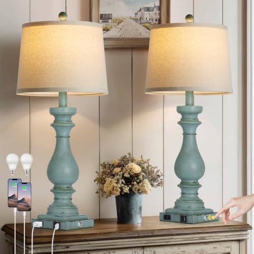 Coastal Blue Table Lamp Set of 2 (Blue)