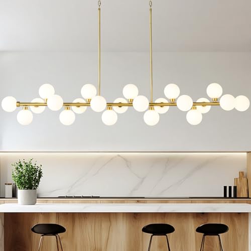 75" L Linear Chandeliers Over Table 22
