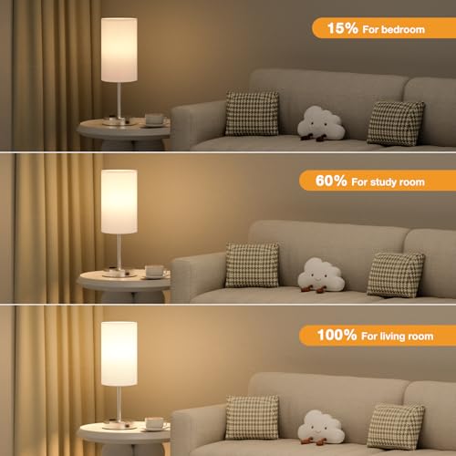 17.4" White Lamp for Bedroom
