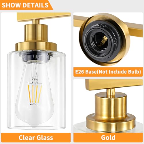 3 Light Gold Bathroom Light Fixtures