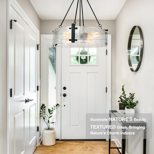 Black Modern Textured Glass Chandelier for Dining Room
