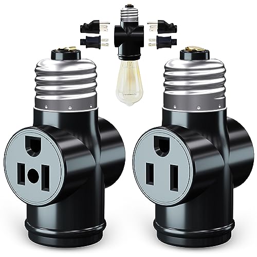 2 Pack Light Socket to Plug Adapter (2 Count)