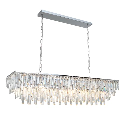 47" Modern Rectangle Crystal Chandelier