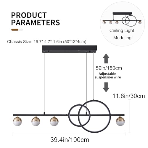 Modern LED Black Gold Chandelier