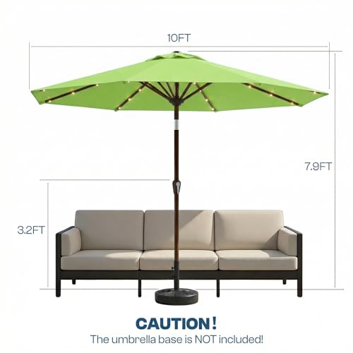 10FT Solar Patio Umbrella with Lights