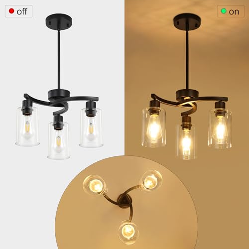 3 Light Modern Dining Chandeliers Over Table