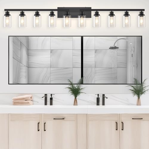 10 Light Vanity Light for Mirror Black Bathroom Light Fixtures 65in (10 Count)