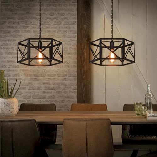 Rustic Farmhouse Plug in Pendant Light Fixture with Adjustable Chain