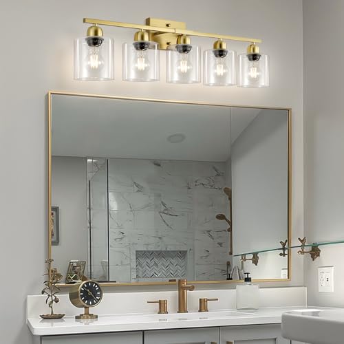 Modern Brushed Gold 5 Light Bathroom Vanity Light