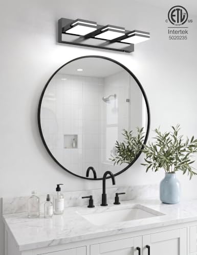 3 Light Bathroom Vanity Light (Black-5CCT / 16.15-Inch)