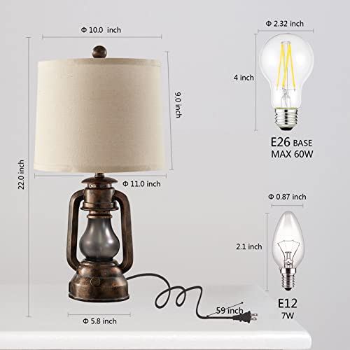 Farmhouse Lantern Table Lamps for Living Room Set of 2 with USB C+A (2 Count)