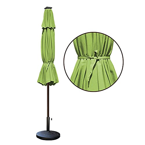 USA 10-Year-Non-Fading 9ft Market Patio Umbrella, Commercial Grade Table Sun Umbrella with 80 Solar LED Lights, Crank Open, Windproof & UPF 50+ UV Protection for Garden, Deck, Pool, Backyard, Macaw Green