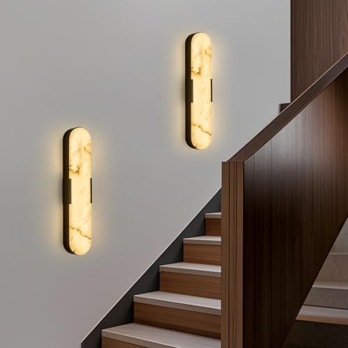 20" Alabaster Wall Sconces Set of 2 Marble Indoor Bathroom Sconce