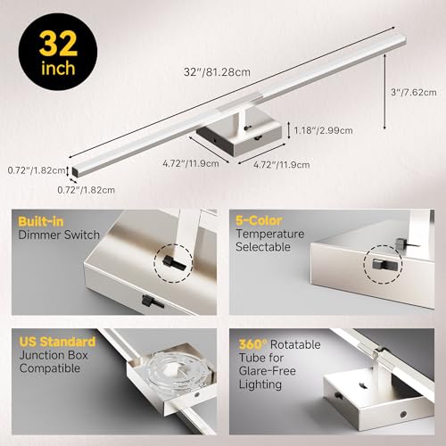 32 Inch Brushed Nickel Bathroom Vanity Light
