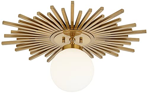 Hazel 24" Wide Sunburst Warm Antique Brass Ceiling Light Fixture