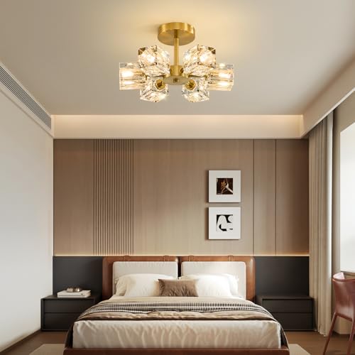 Sputnik Crystal Semi Flush Ceiling