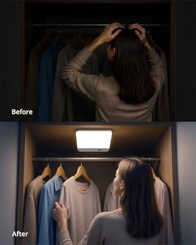 Battery Operated Ceiling Light Wireless with Remote Square 7.87"