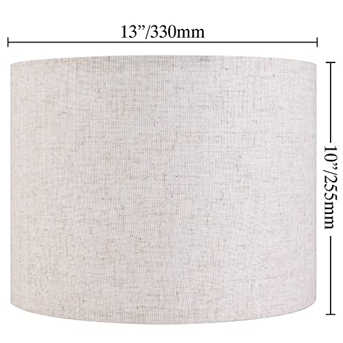 Natural Linen Drum Lamp Shade 13"x13"x10" Beige Gray Spider
