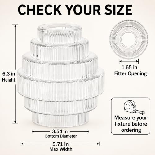Clear Stripes Glass Lamp Shades Set of 2 (2 Count)