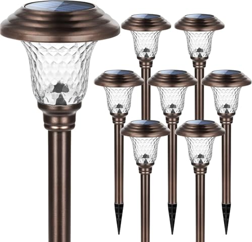 Metal & Glass Solar Lights Outdoor (8 Count)