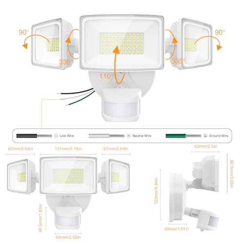 2 Pack 75W LED Motion Sensor Outdoor Lights (2 Count)