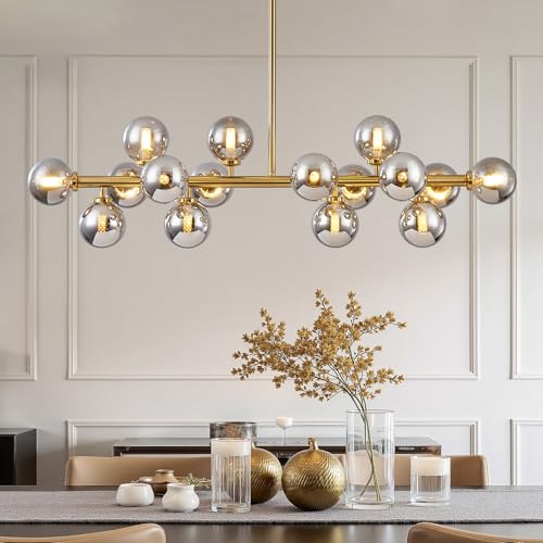 Mid Century Modern Glass Globe Sputnik Chandelier with Smoke Grey Bubble
