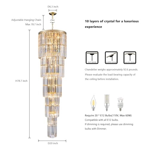 Luxury Modern Long Staircase K9 Chandeliers Gold Top Design 10
