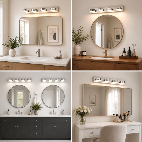 LED Modern Bathroom Lights Fixtures 4 Light 30in Brushed Nickel