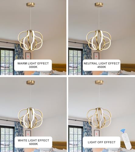 Modern Gold LED Chandelier with Remote Control (8 Count)