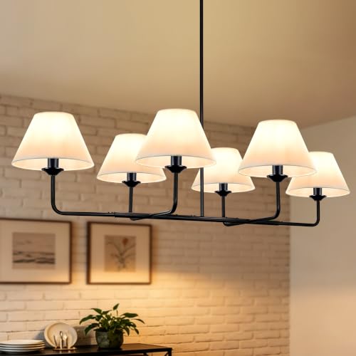 63.4"Modern Linear Chandelier with Fabric Shade
