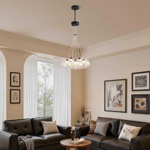Modern Sputnik Chandeliers 7 Lights Clear Bubble Glass Chandelier Lighting