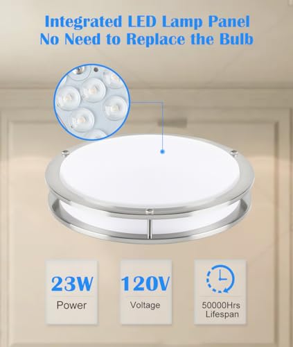 16” Brushed Nickel Flush Mount Ceiling Light Fixture