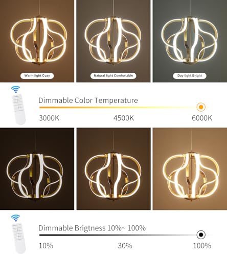 Modern Gold LED Chandelier with Remote Control (8 Count)