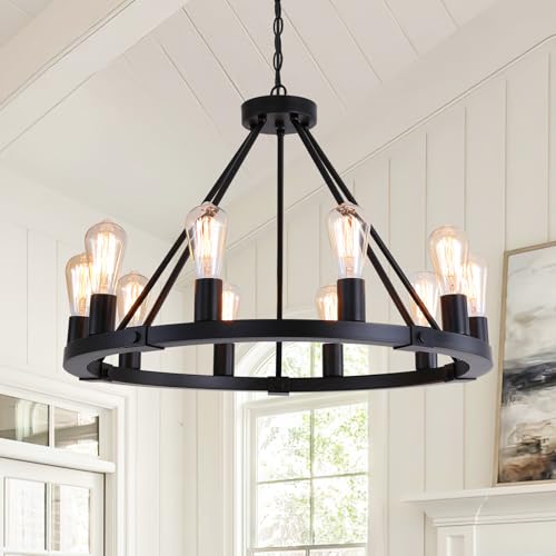 10 Lights Wagon Wheel Chandelier