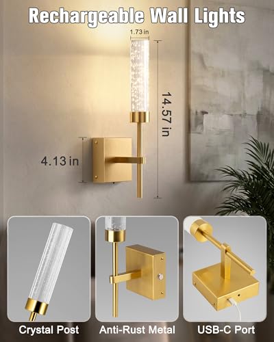 Crystal Inspired Bubble Wireless Wall Sconces (2 Count)