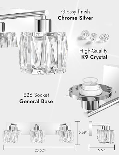 Crystal Vanity Lights for Bathroom (3 Count)