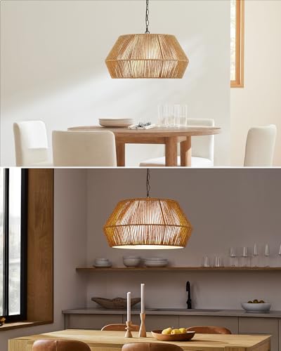 Large 4 Lights 20" Rattan Chandelier